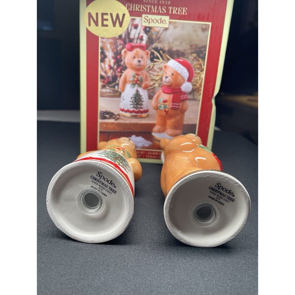 Spode Christmas Tree Salt and Pepper‎ Shakers Teddy Bear New in Box - Picture 5 of 6